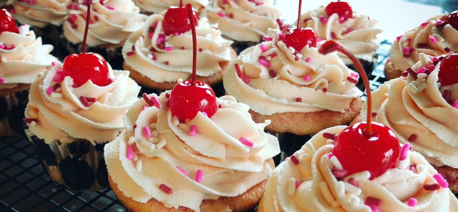 Cherry Chip Cupcakes with Cherry Buttercream