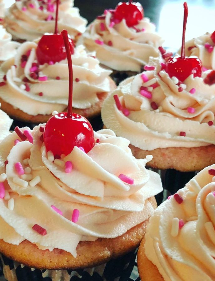 Cherry Chip Cupcakes with Cherry Buttercream