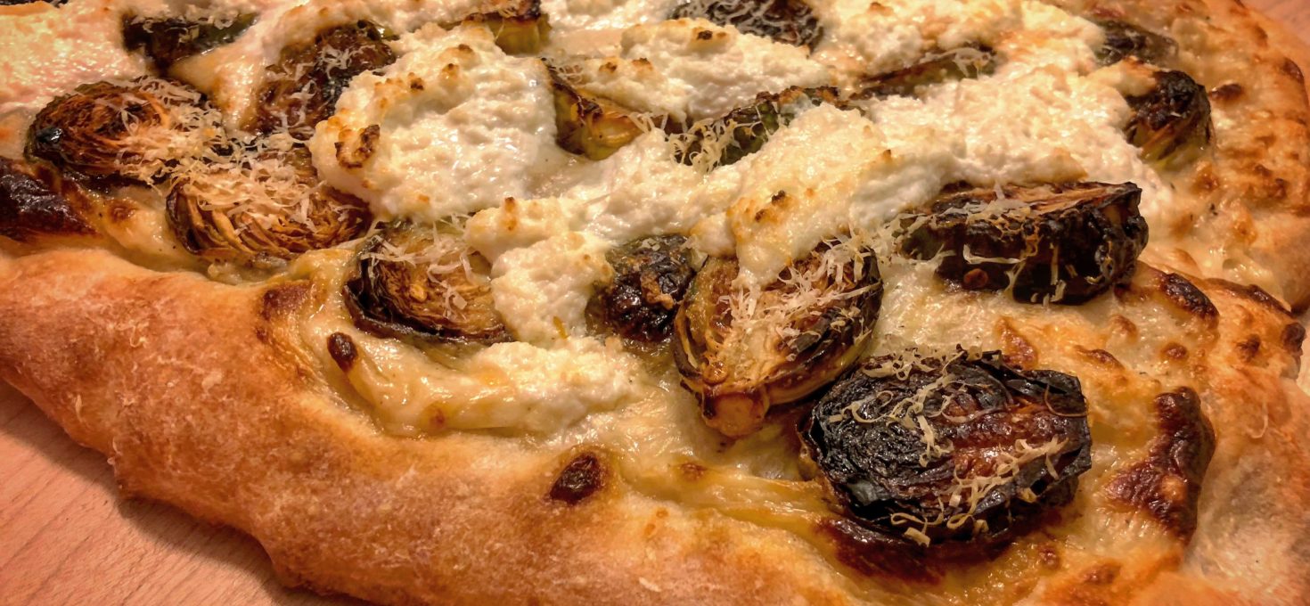 White Pizza with Roasted Brussels Sprouts & Ricotta