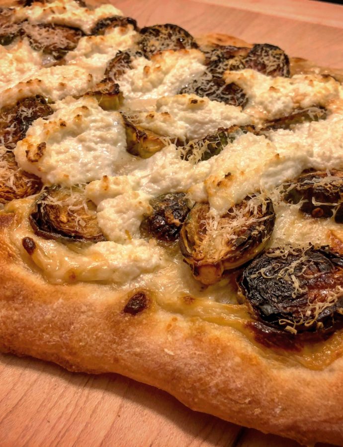 White Pizza with Roasted Brussels Sprouts & Ricotta