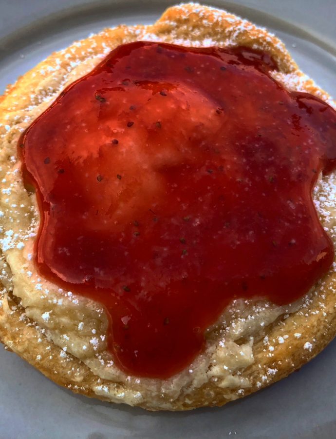 Shortcut Cheese Danishes with Homemade Strawberry Sauce
