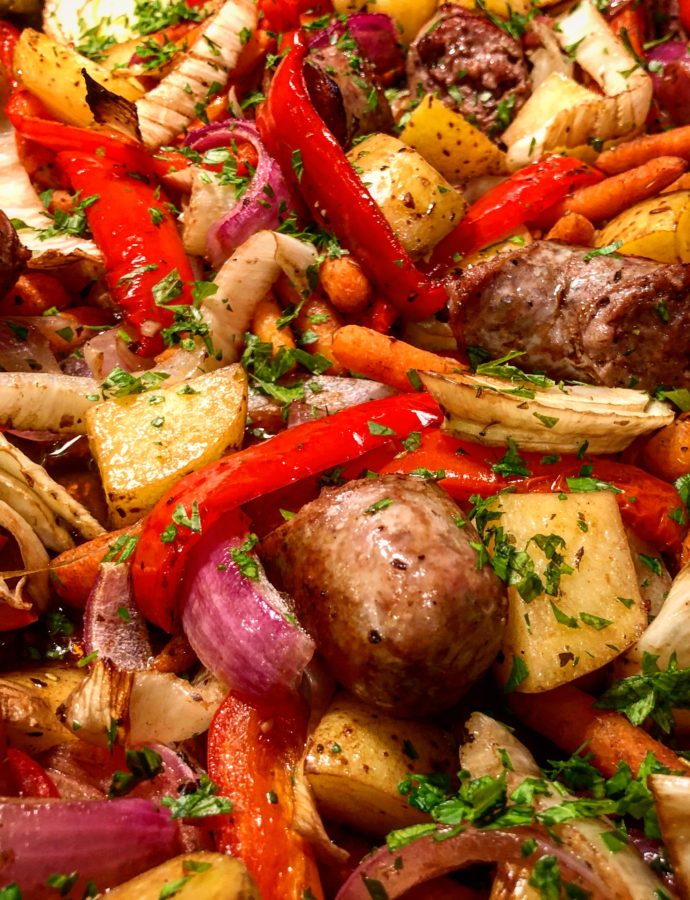 Balsamic Roasted Vegetables & Italian Sausage
