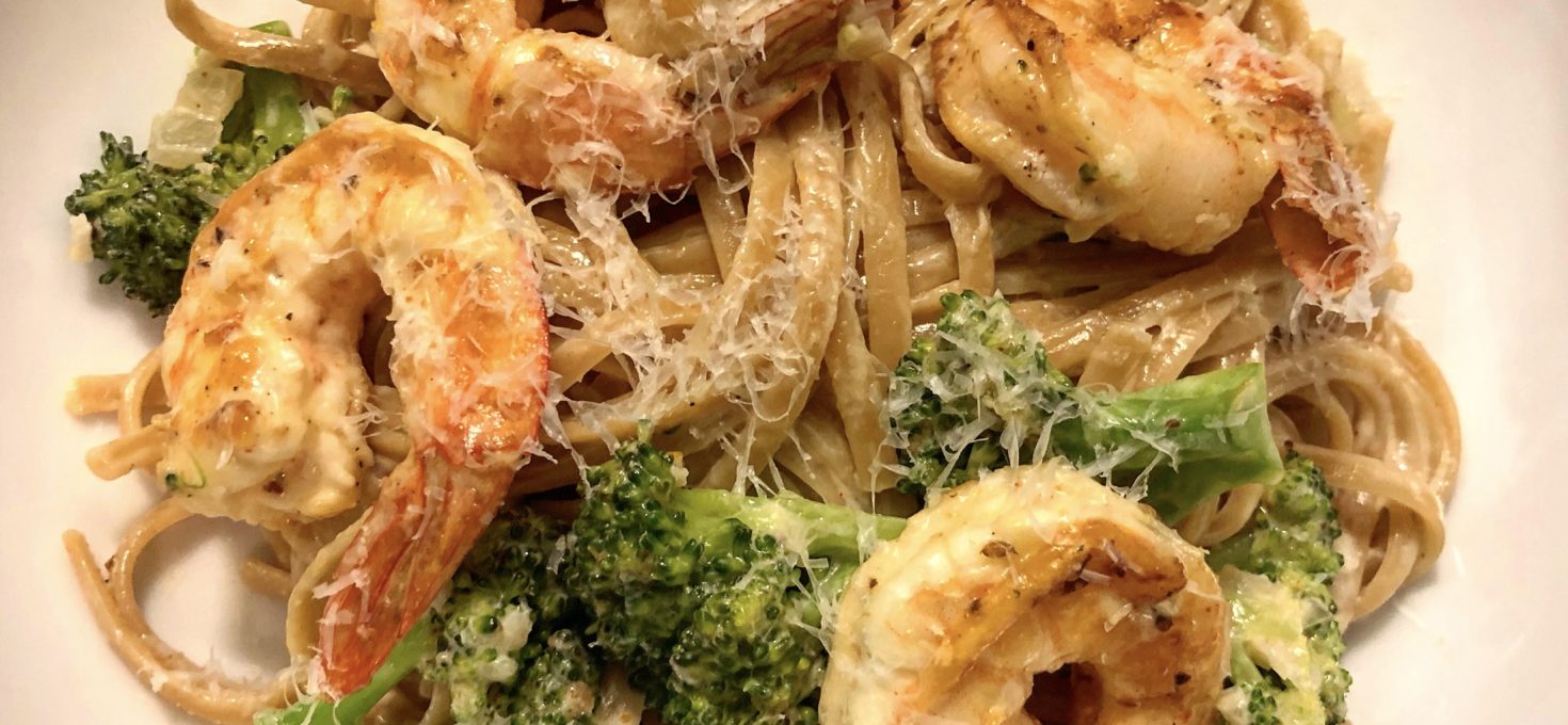 Cajun Shrimp & Broccoli Fettuccine Alfredo