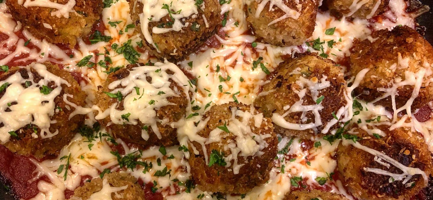 Chicken Parmesan Meatballs in Homemade Marinara