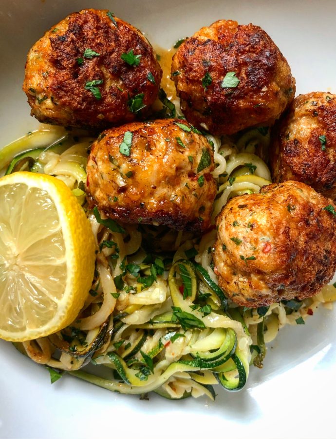 Garlic Butter Turkey Meatballs with Zoodles