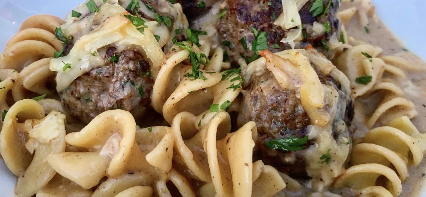 Cheesy Swedish Meatball Bake
