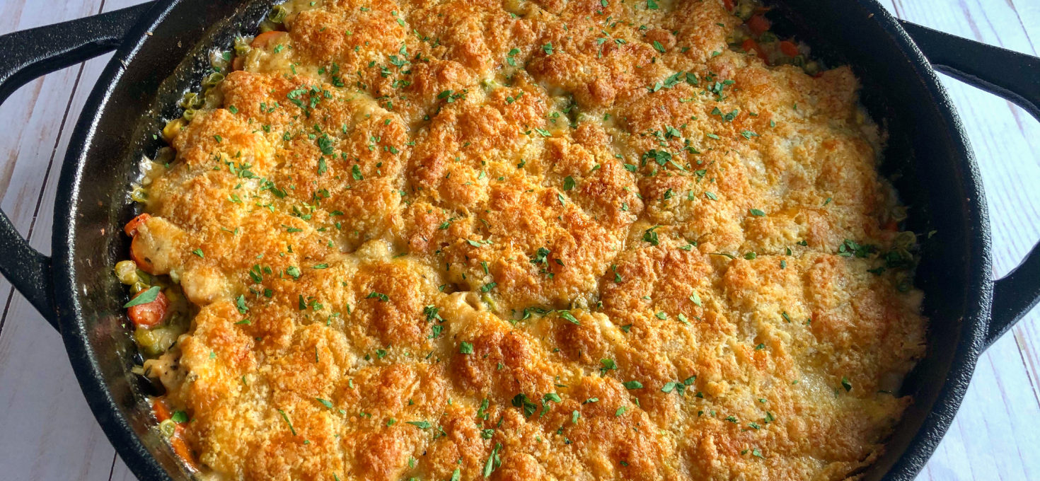 Chicken Cobbler with Cheddar Biscuits