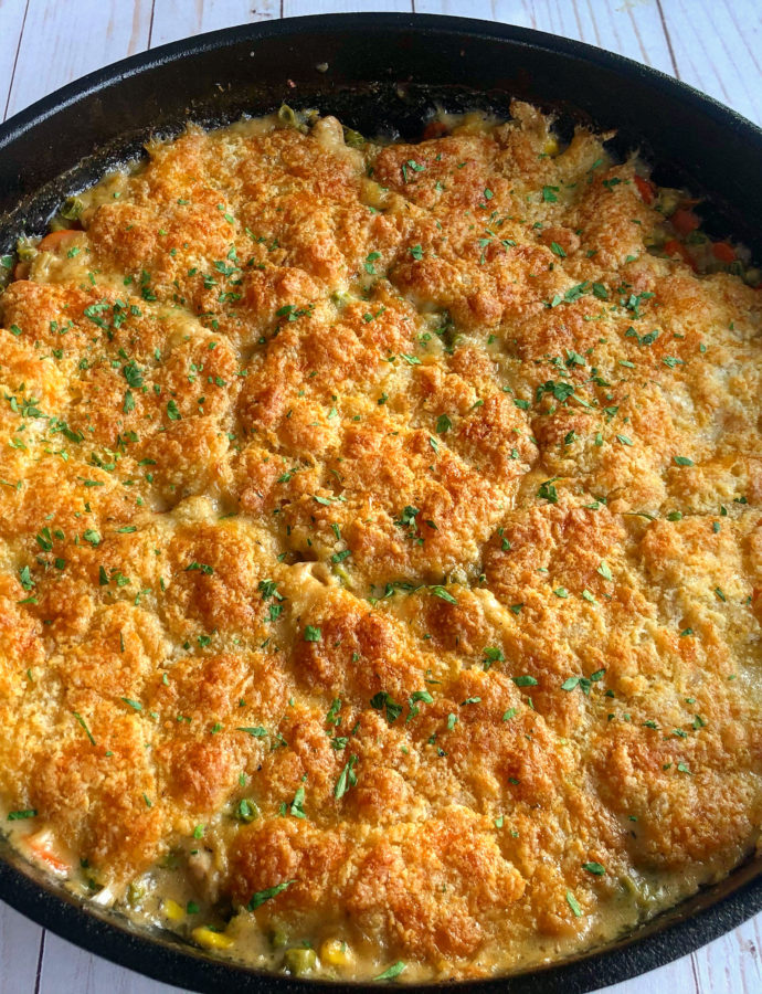 Chicken Cobbler with Cheddar Biscuits