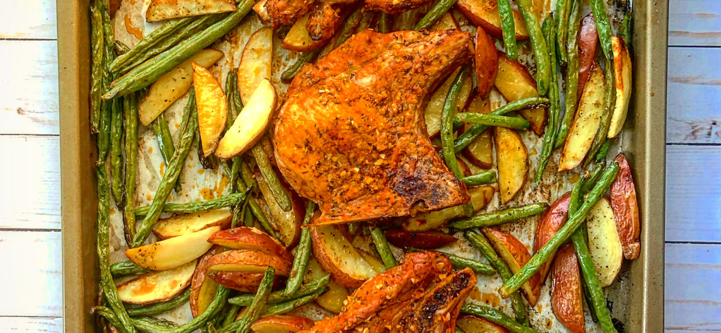 Roast Pork Chops with Green Beans & Potatoes
