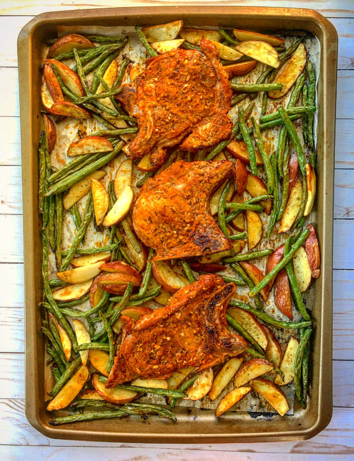 Roast Pork Chops with Green Beans & Potatoes
