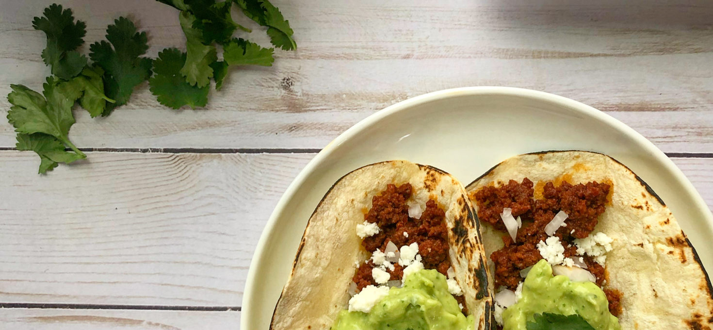 Chorizo Tacos with Avocado Salsa