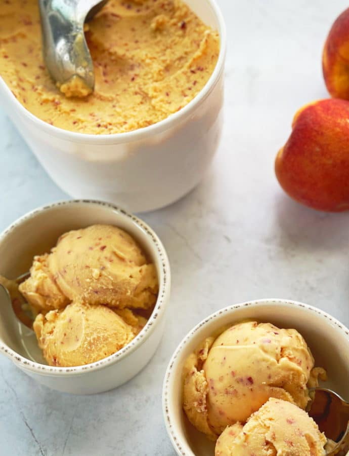 No-Churn, 3 Ingredient Peach Ice Cream